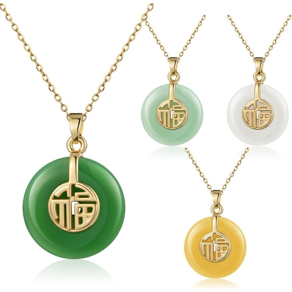4Pcs Jade Pendant Necklace Chinese Good Luck Fortune Women Gift